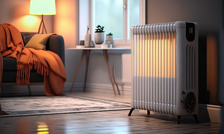 Une femme met ses mains sur un radiateur